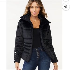 Sofia Jeans by Sofia Vergara Women's Velveteen Puffer Jacket with Belt,small NWT